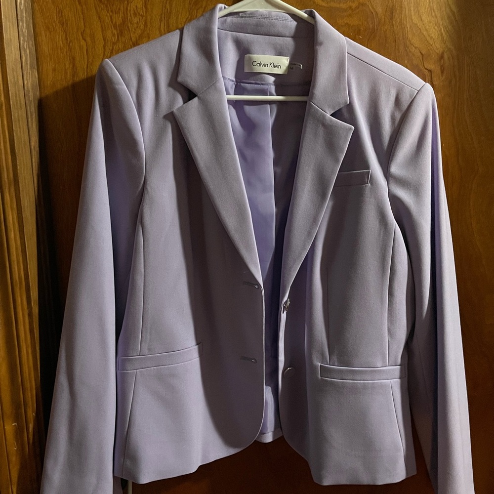 Calvin Klein Purple Blazer Tailored Suit Jacket and Sleeveless Top Combo